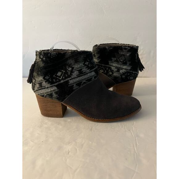 TOMS Women's Wool Leila Zip Up Ankle Bootie Grey Tribal Suede Wool Size 9 1/2 - Picture 6 of 11